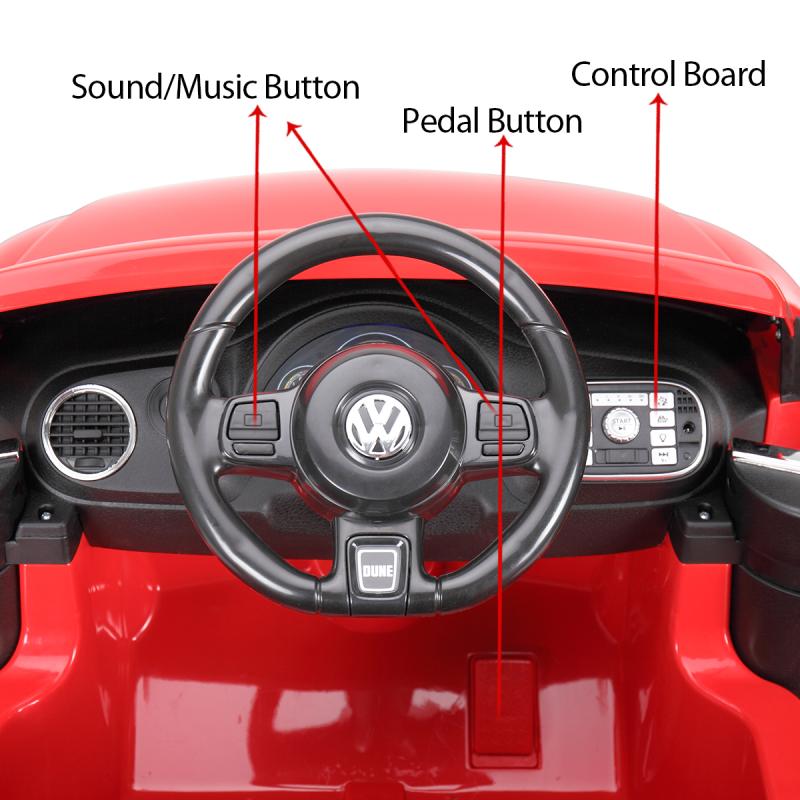12V Licensed Volkswagen Beetle Dune Electric Cars for Kids with Remote Control, Red TH17H0360 60