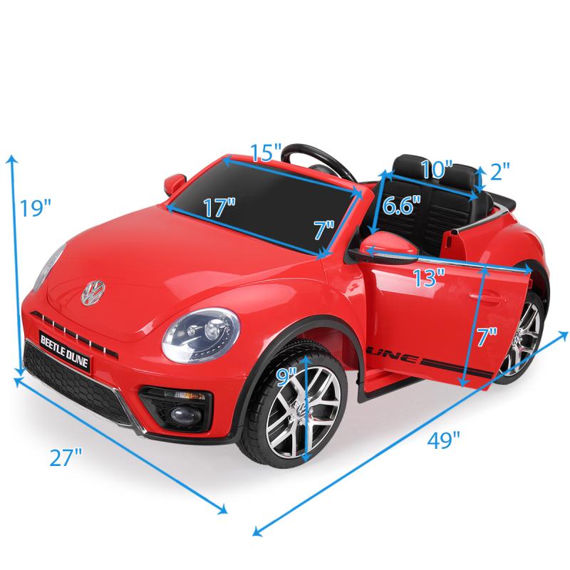 12V Licensed Volkswagen Beetle Dune Electric Cars for Kids with Remote Control, Red TH17H0360 65