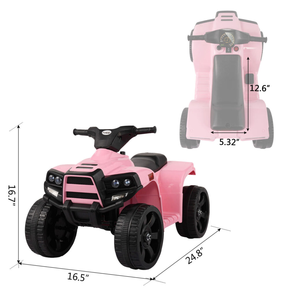 Tobbi 6V Kids Electric ATV 4 Wheeler Ride On Quad, Pink TH17H0414 cct2