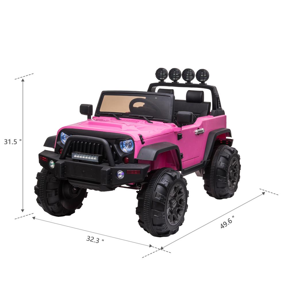 TOBBI 12V Kids Ride On Car Truck with Remote Control 3 Speeds, Pink TH17H0522 cct 1