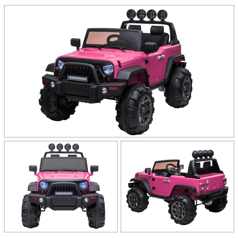 TOBBI 12V Kids Ride On Car Truck with Remote Control 3 Speeds, Pink TH17H0522 zt 1