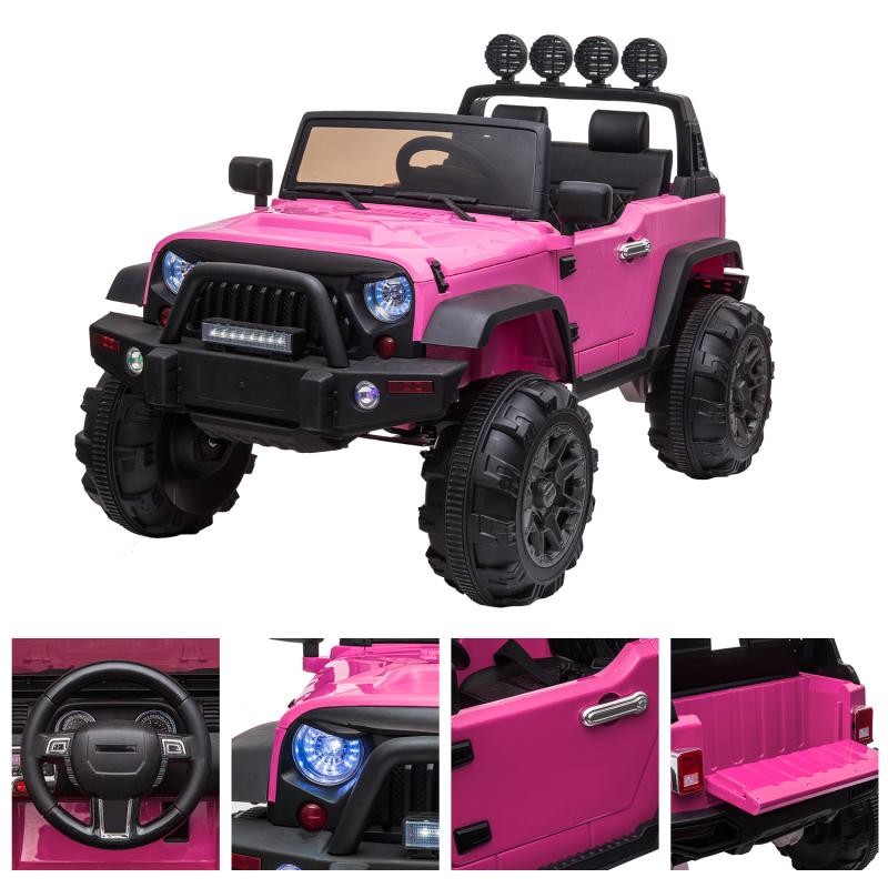 TOBBI 12V Kids Ride On Car Truck with Remote Control 3 Speeds, Pink TH17H0522 zt 2