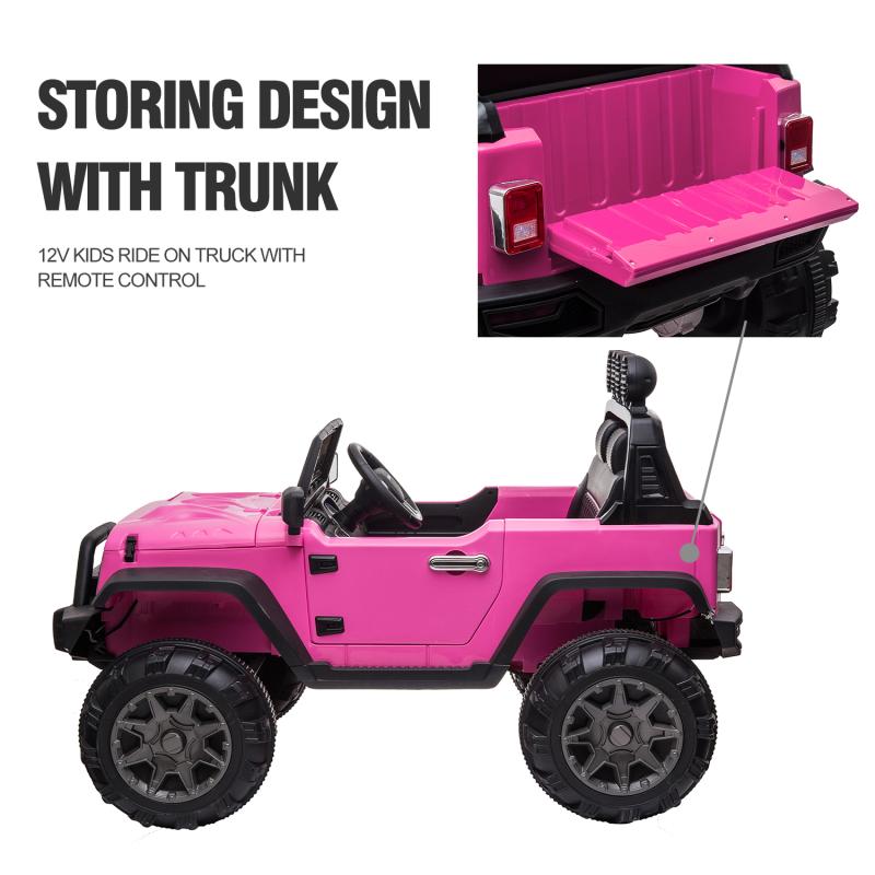TOBBI 12V Kids Ride On Car Truck with Remote Control 3 Speeds, Pink TH17H0522 zt 4