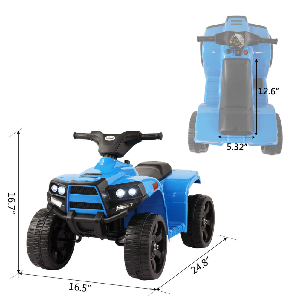 Tobbi 6V Kids Electric ATV 4 Wheeler Ride On Quad, Blue TH17K0415 cct2