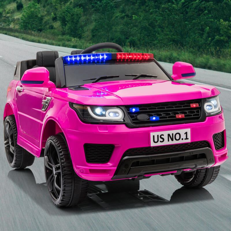 Tobbi 12V Kids Police Car Battery-Powered Ride On Car, Purple TH17K0595 cj5