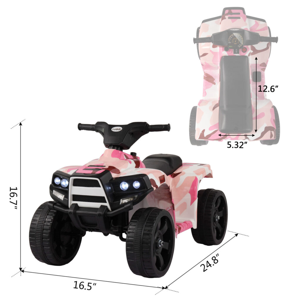 Tobbi 6V Quad Ride On Kids 4 Wheeling ATV for 2-5 Year Old, Pink TH17L0416 cct2