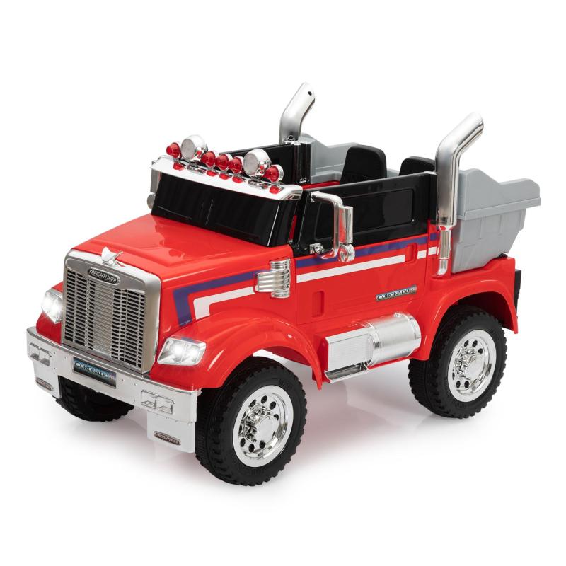 TOBBI 12V Licensed Freightliner Ride On Toy Dump Truck Tractor w/ RC, Red TH17L0812 3