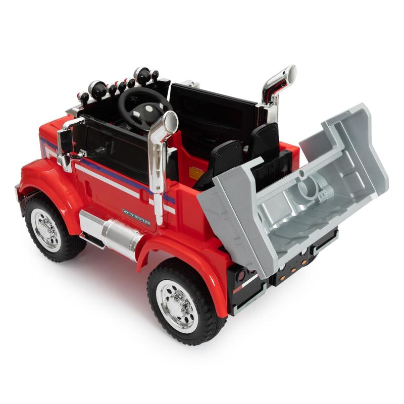TOBBI 12V Licensed Freightliner Ride On Toy Dump Truck Tractor w/ RC, Red TH17L0812 6