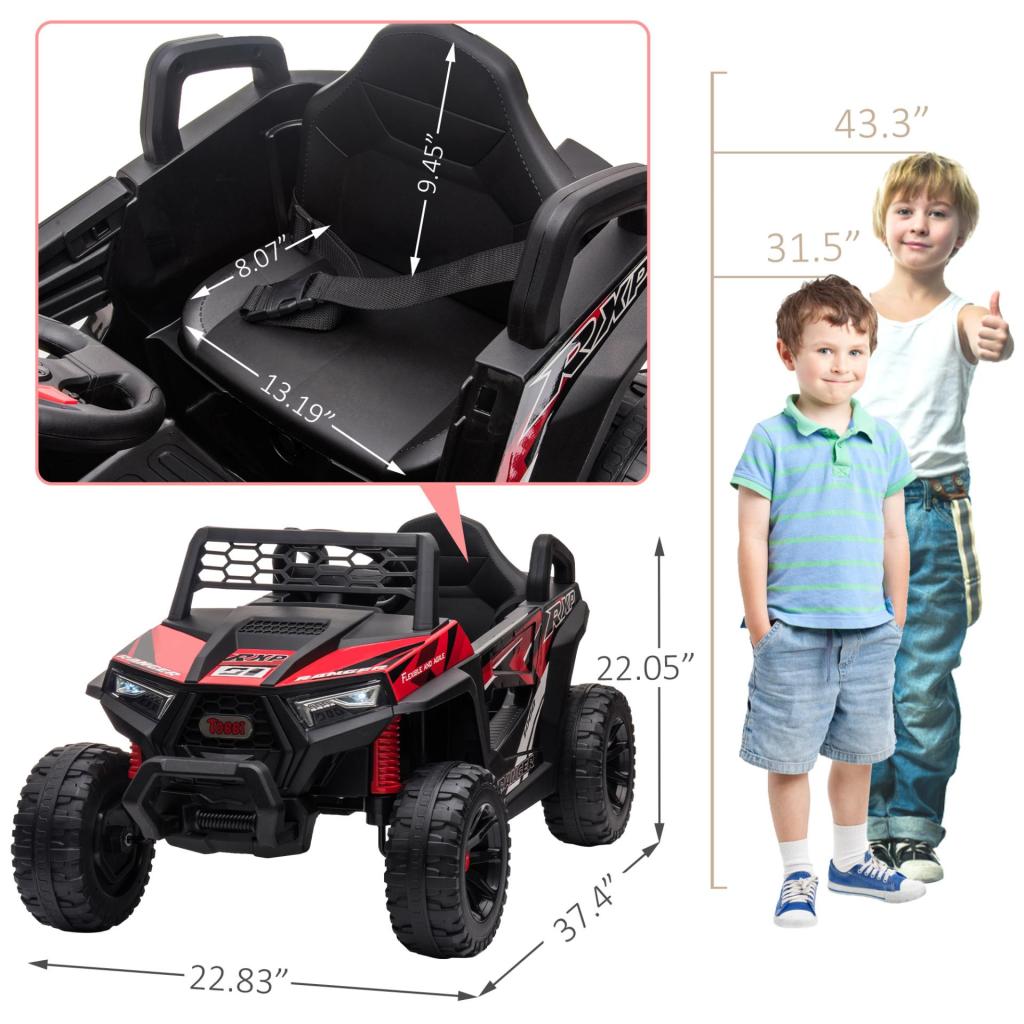 12V Kids Ride on Car Electric Off-Road UTV Truck w/Horn, Music for Kids Aged 3-5 Years, Black Red TH17L0974 cct 1