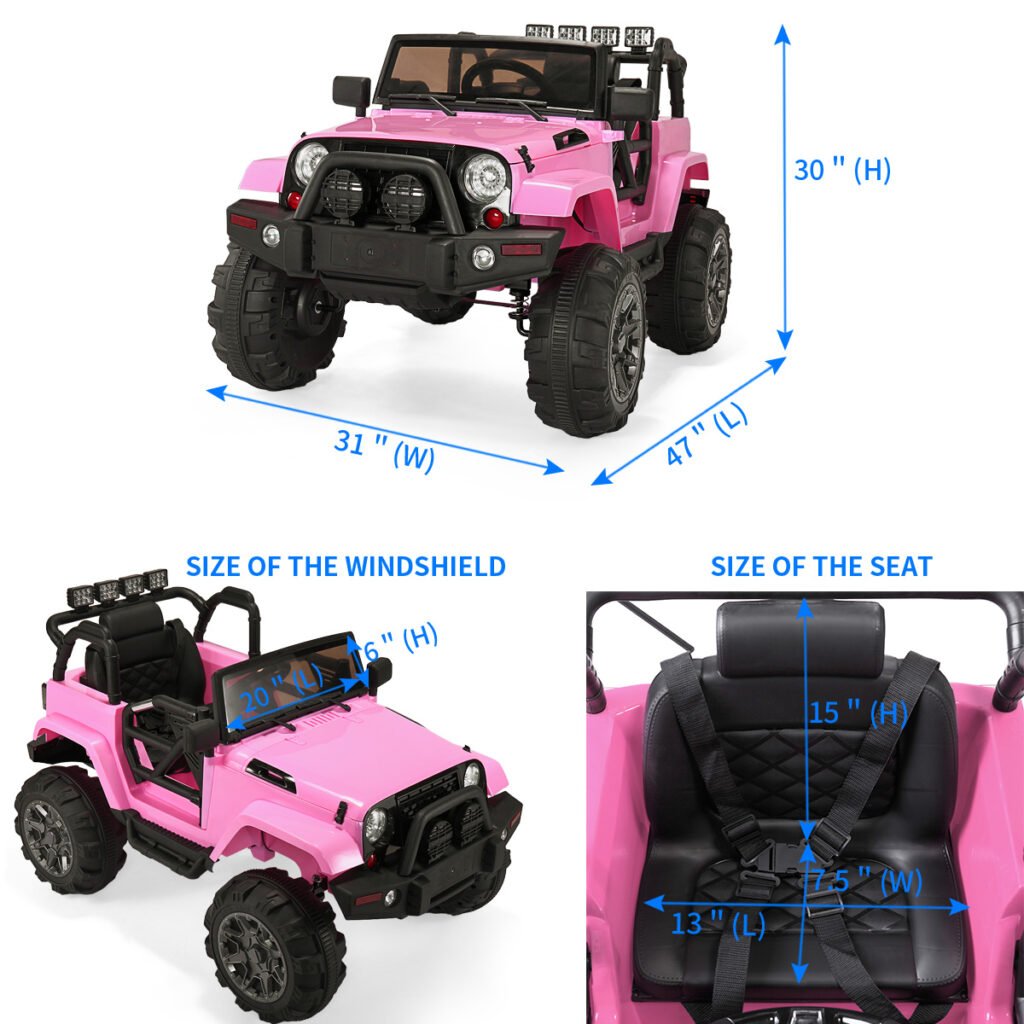 Tobbi 12V Jeep Kids Toy Electric Ride On Car Truck Battery Powered with Remote, Pink TH17N0364cct
