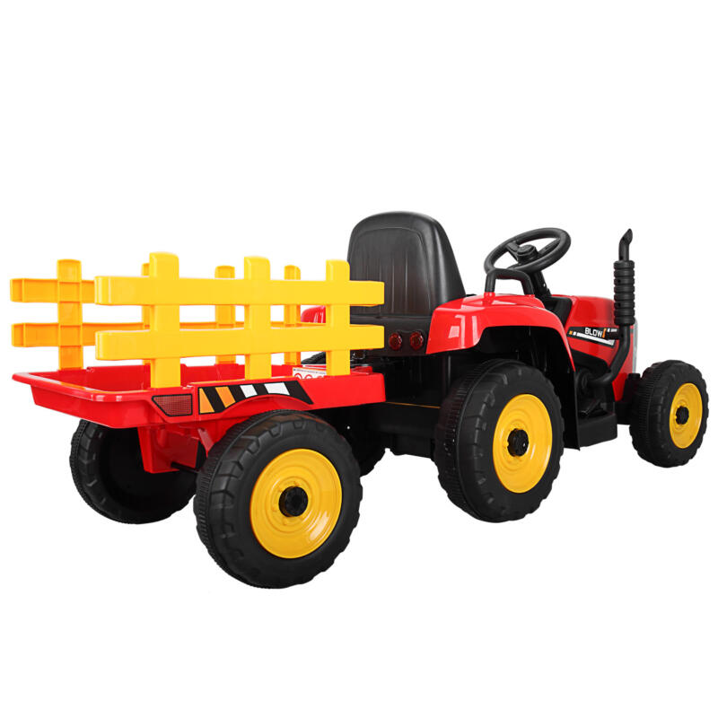Tobbi 12V Kids Power Wheels Tractor Ride On Toy with Trailer Red TH17N04904