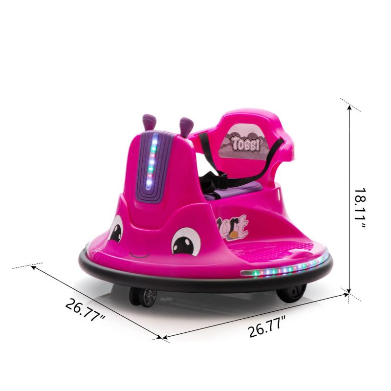 12V Kids Ride on Electric Bumper Car with Remote Control, 360 Degree Spin for Toddlers Age 3-8, Rose Red TH17N0886 cct
