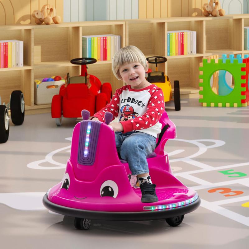 12V Kids Ride on Electric Bumper Car with Remote Control, 360 Degree Spin for Toddlers Age 3-8, Rose Red TH17N0886 cj2