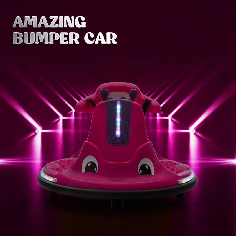 12V Kids Ride on Electric Bumper Car with Remote Control, 360 Degree Spin for Toddlers Age 3-8, Rose Red TH17N0886 zt1