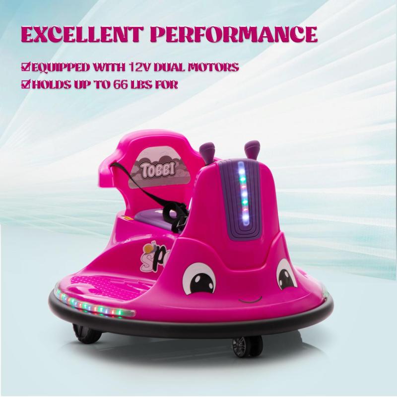 12V Kids Ride on Electric Bumper Car with Remote Control, 360 Degree Spin for Toddlers Age 3-8, Rose Red TH17N0886 zt3