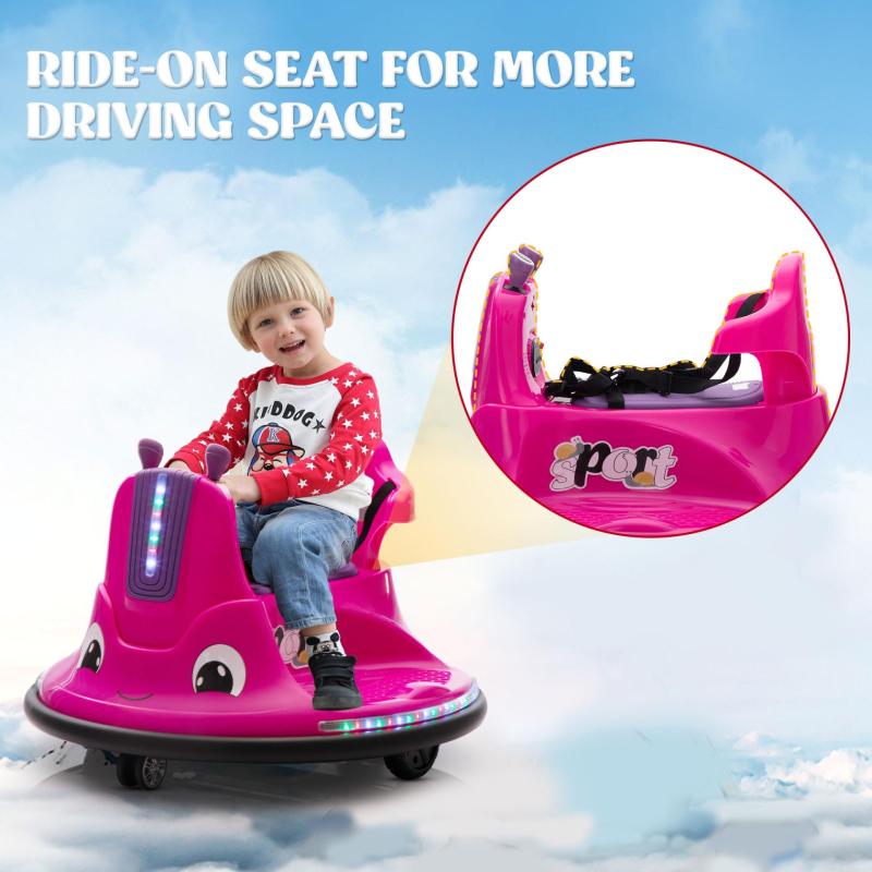 12V Kids Ride on Electric Bumper Car with Remote Control, 360 Degree Spin for Toddlers Age 3-8, Rose Red TH17N0886 zt4