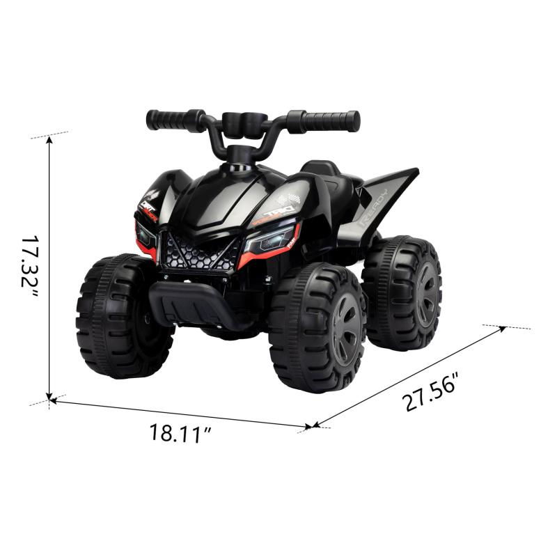 6V Kids Ride-on ATV Battery Powered Electric Quad Car with Music, Black TH17N0904 cct