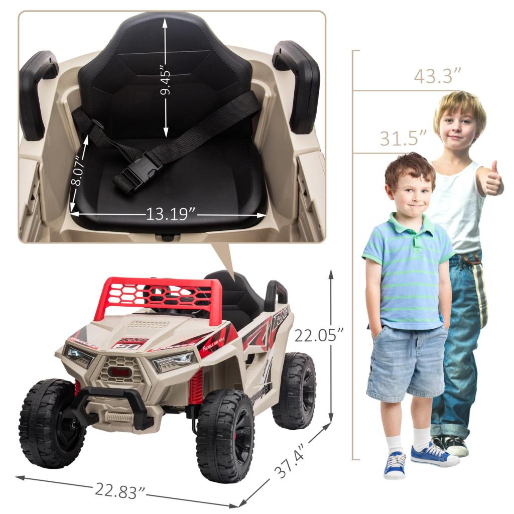 12V Kids Ride on Car Electric Off-Road UTV Truck w/Horn, Music for Kids Aged 3-5 Years, Red Gray TH17N0976 cct 1