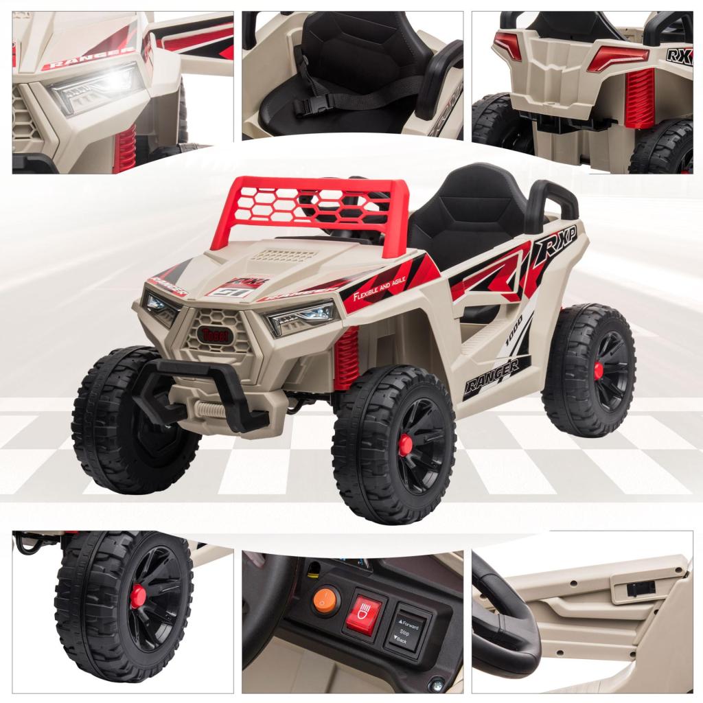 12V Kids Ride on Car Electric Off-Road UTV Truck w/Horn, Music for Kids Aged 3-5 Years, Red Gray TH17N0976 zt 4