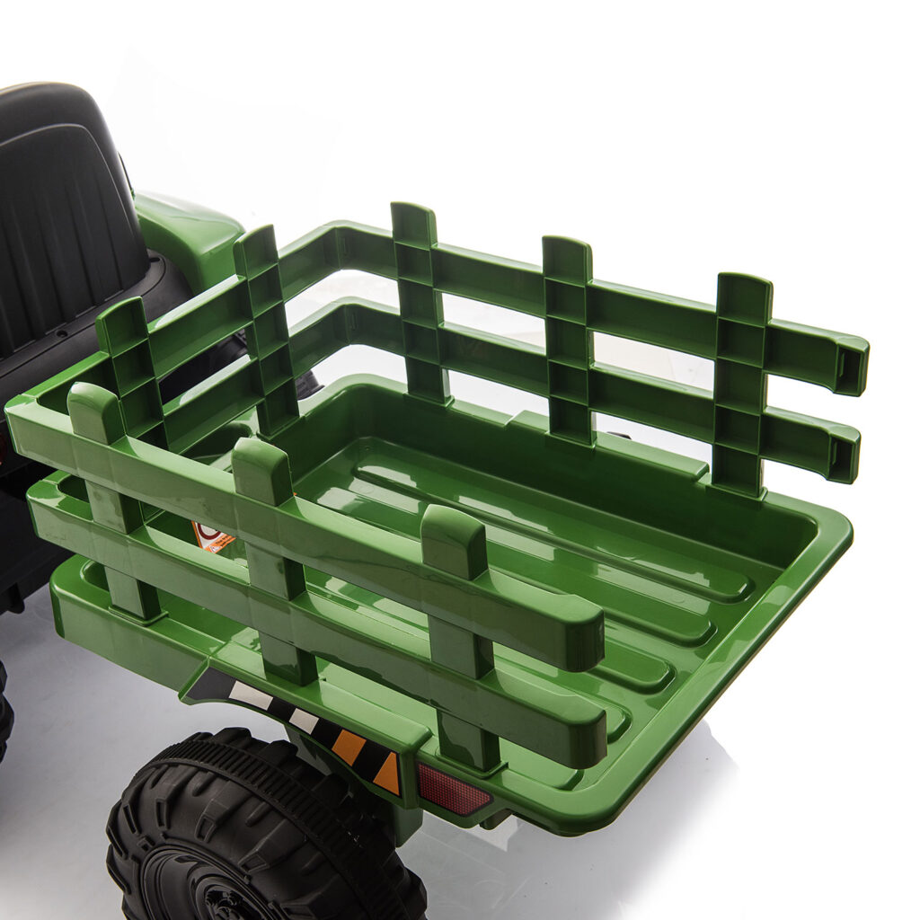Tobbi 12V Kids Electric Car Battery Powered Tractor Ride On Toy with Trailer, Dark Green TH17P0491 24 1