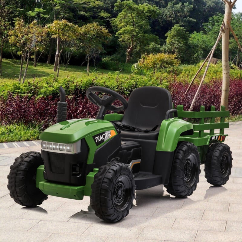 Tobbi 12V Kids Power Wheels Tractor Ride On Toy with Trailer Dark Green TH17P0491 cj4 ride on tractor