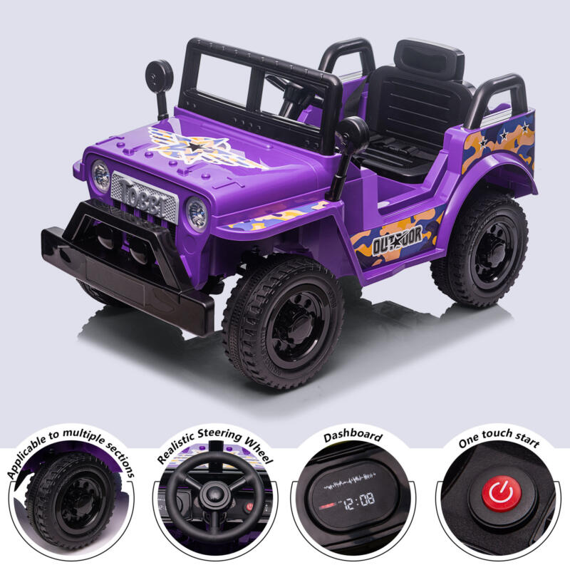 Tobbi 6V Realistic Power Wheel Truck for Toddlers w/ Horn, Purple TH17P0869 zt4