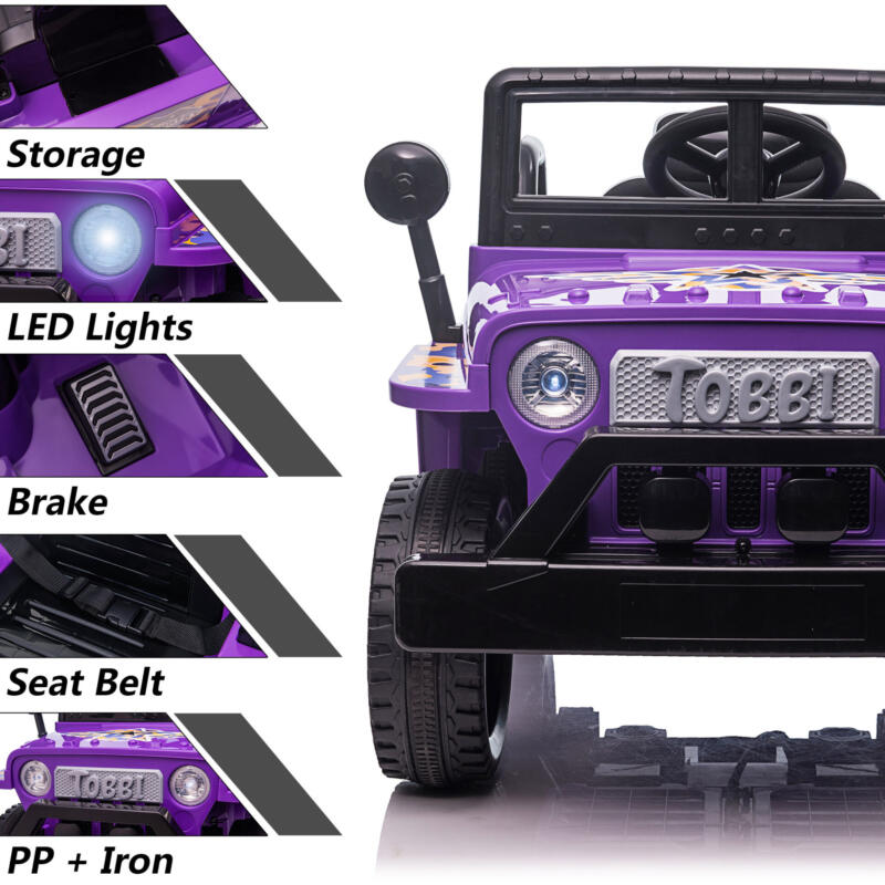 Tobbi 6V Realistic Power Wheel Truck for Toddlers w/ Horn, Purple TH17P0869 zt5