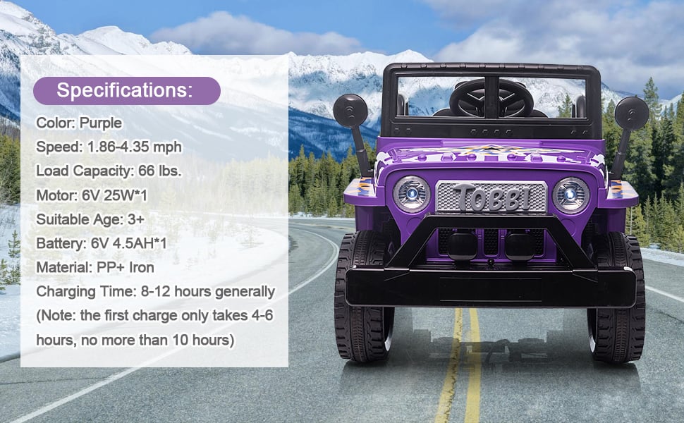 Tobbi 6V Realistic Power Wheel Truck for Toddlers w/ Horn, Purple, Wolf-Mexican Wolf TH17P0869AHattie970X6001