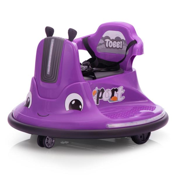 12V Kids Ride on Electric Bumper Car with Remote Control, 360 Degree Spin for Toddlers Age 3-8, Dark Purple, Snail-Garden Snail TH17P0887 2 Toy Cars