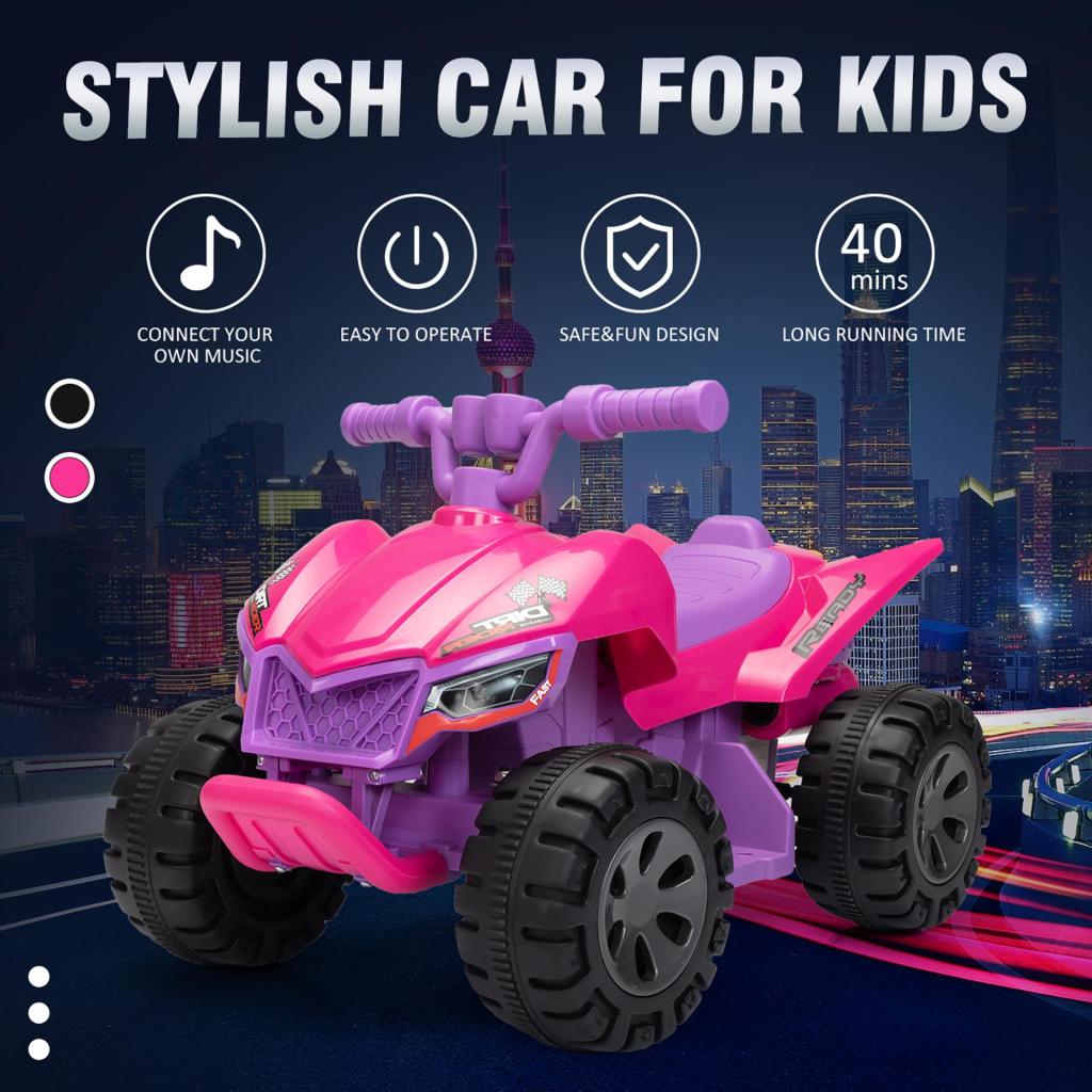 6V Kids Ride-on ATV Battery Powered Electric Quad Car with Music, Rose Red TH17P0905 zt 7 1