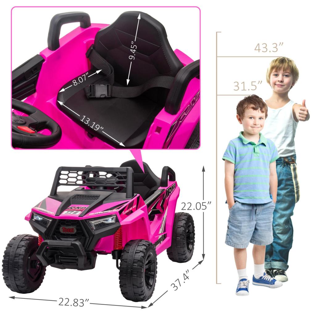 12V Kids Ride on Car Electric Off-Road UTV Truck w/Horn, Music for Kids Aged 3-5 Years, Rose Red TH17P0977 cct 1