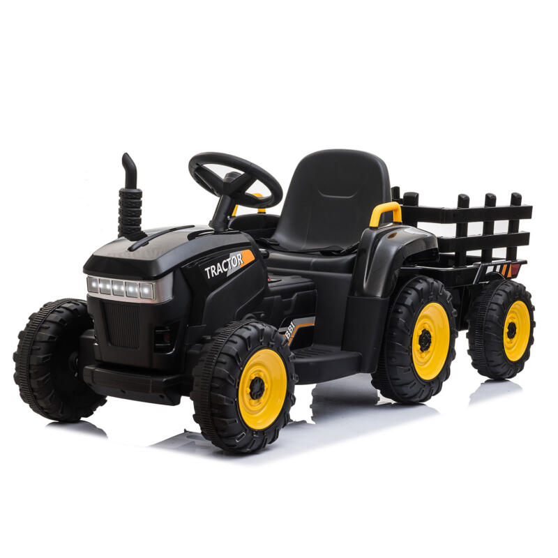 Tobbi 12V Kids Power Wheels Tractor Ride On Toy with Trailer Black TH17R0492 2 1