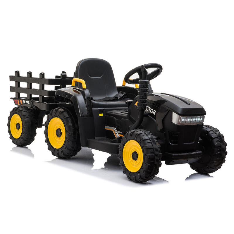 Tobbi 12V Kids Power Wheels Tractor Ride On Toy with Trailer Black TH17R0492 9