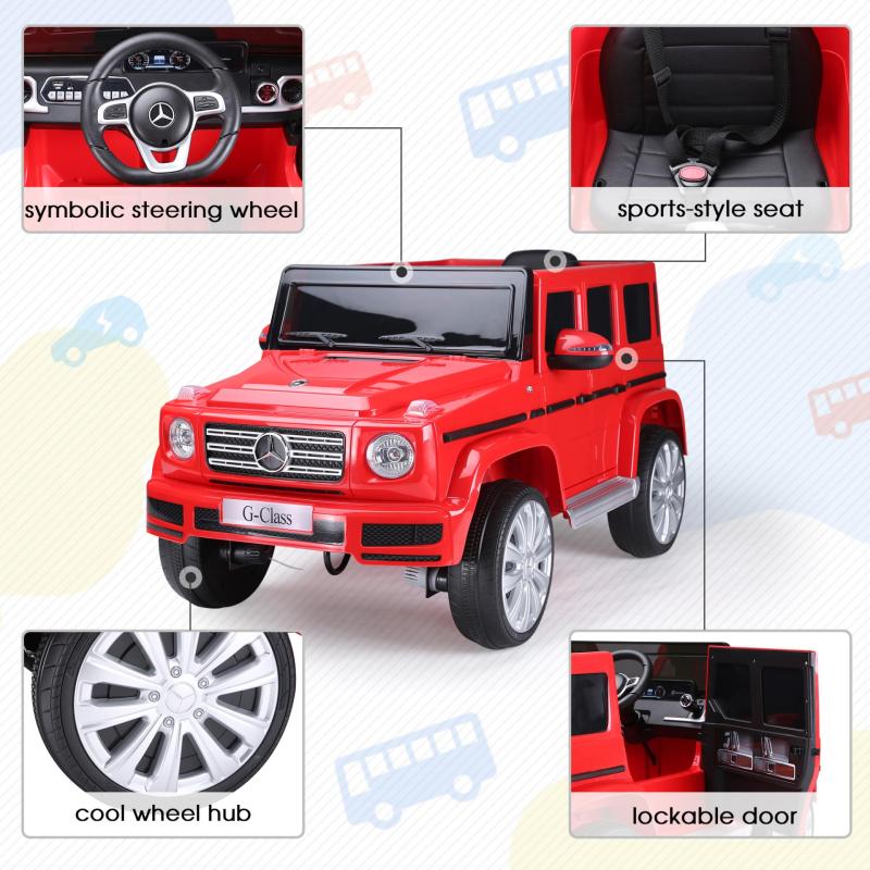 TOBBI 12V Kids Ride On Electric Car Licensed Mercedes Benz G500 with Remote Control, Red TH17R0744 zt 5