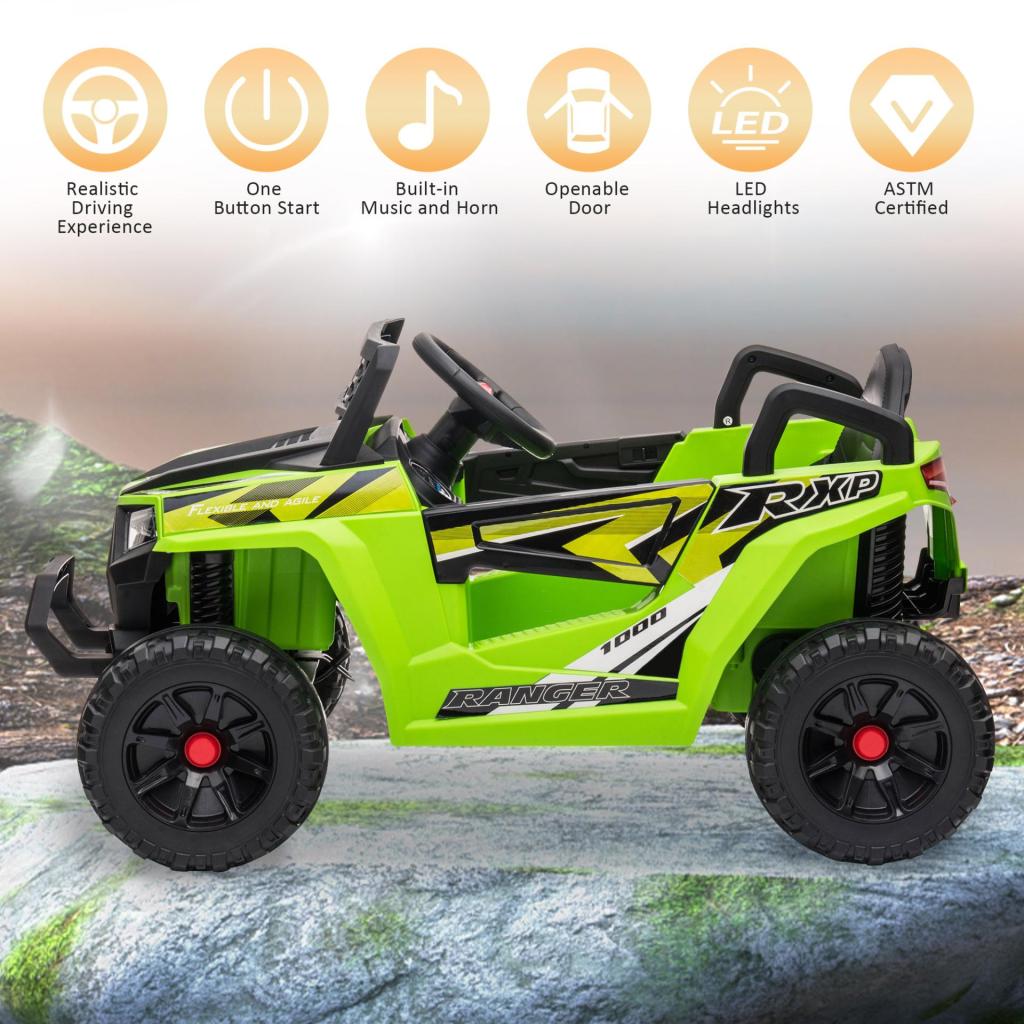 12V Kids Ride on Car Electric Off-Road UTV Truck w/Horn, Music for Kids Aged 3-5 Years, Green TH17R0978 zt 3
