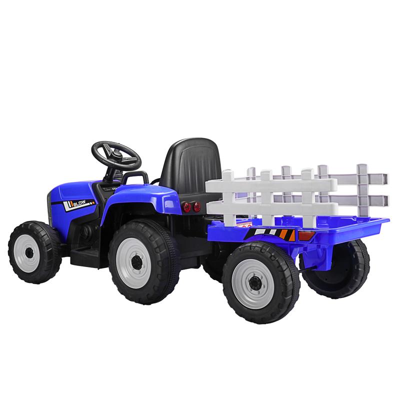 Tobbi 12V Electric Kids Ride-On Tractor with Trailer, Blue TH17S04934