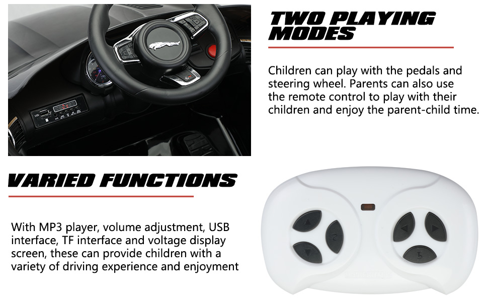 Tobbi Kids Power Wheel Jaguar F-Type SVR with Remote, Black TH17S0655 3