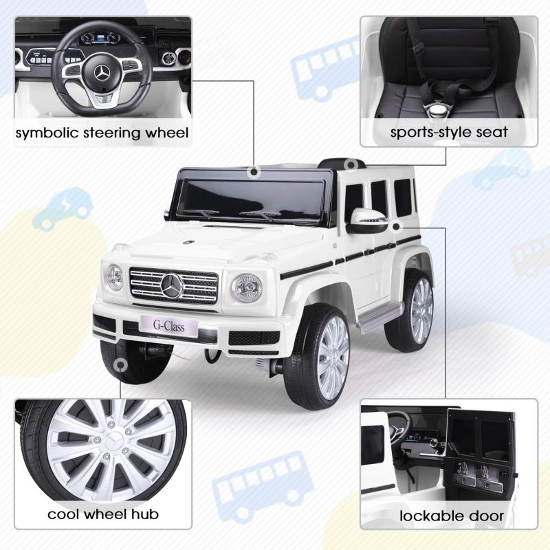 12V Kids Ride On Car Licensed Mercedes Benz G500 Electric Vehicle car w/ Remote Control, White TH17S0745 zt 3