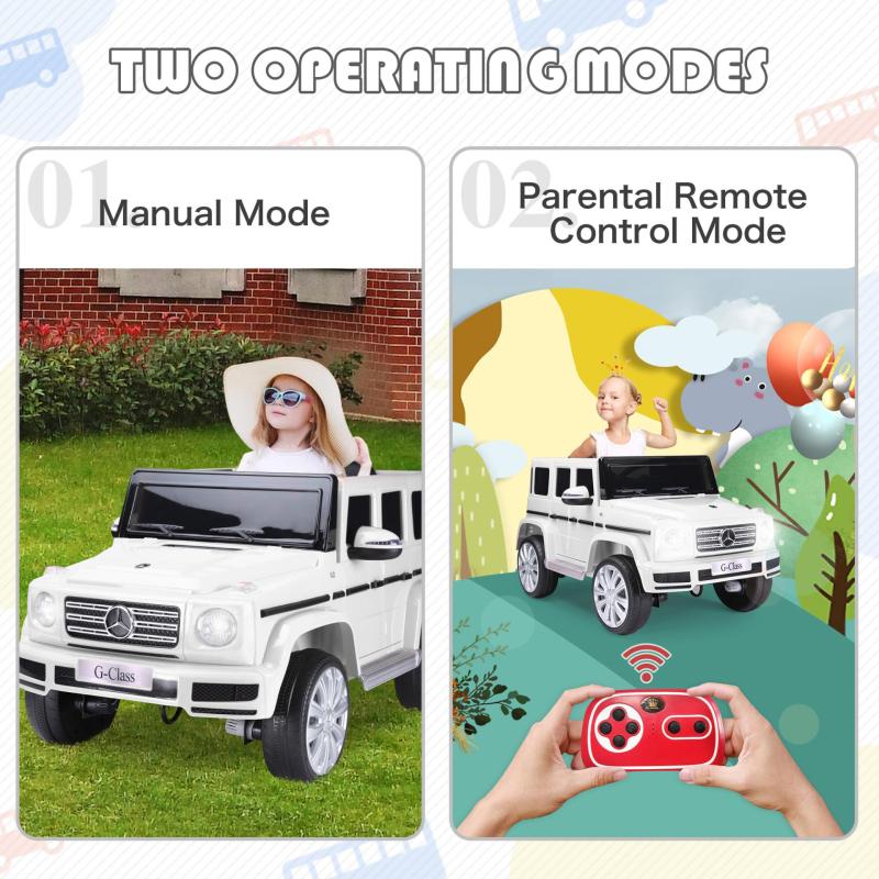 12V Kids Ride On Car Licensed Mercedes Benz G500 Electric Vehicle car w/ Remote Control, White TH17S0745 zt 4
