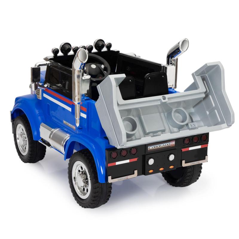 TOBBI 12V Licensed Freightliner Ride On Toy Dump Truck Tractor w/ RC, Blue TH17S0817 6