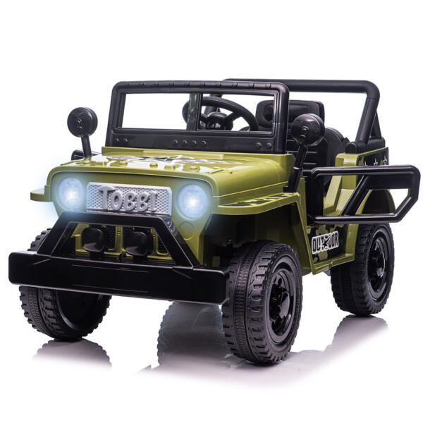 Tobbi 12V Battery Powered Truck Ride On Toy Car for Toddlers, Green, Wolf-Iberian Wolf TH17S08716