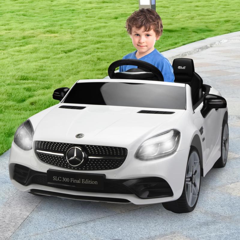 TOBBI 12V Kids Ride On Car Mercedes Benz SLC 300 Licensed Kids Electric car for Boys Girls, White TH17S0889 cj 3