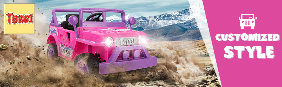 TOBBI Original 12V Kids Ride On Truck Battery Powered Electric Car Toy for Kids Ages 3-6, Pink and Purple, Wolf-Italian Wolf TH17S0979Awanghaining970X3001
