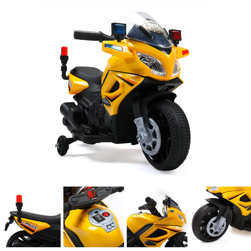 Tobbi 6V Kids 4 Wheeler Battery Powered Police Motorcycle, Yellow TH17T0332 5