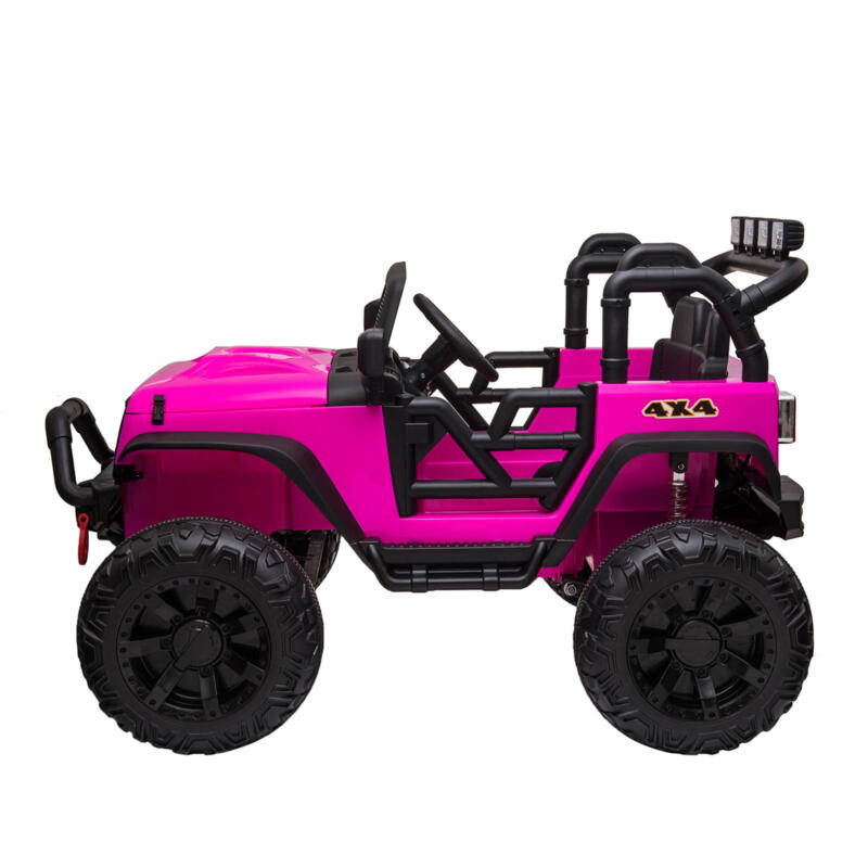 Tobbi 12V Ride On Jeep Wrangler for Kids Remote Control Power Wheel Rose Red TH17T0494 4