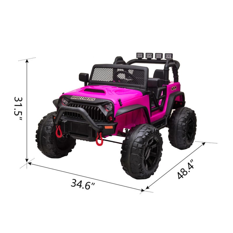 Tobbi 12V Ride On Jeep Wrangler for Kids Remote Control Power Wheel Rose Red TH17T0494 cct