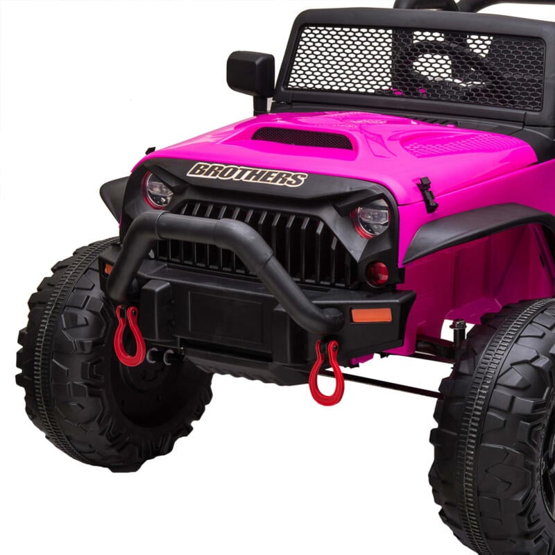 Tobbi 12V Ride On Jeep Wrangler for Kids Remote Control Power Wheel Rose Red TH17T0494 xj 4