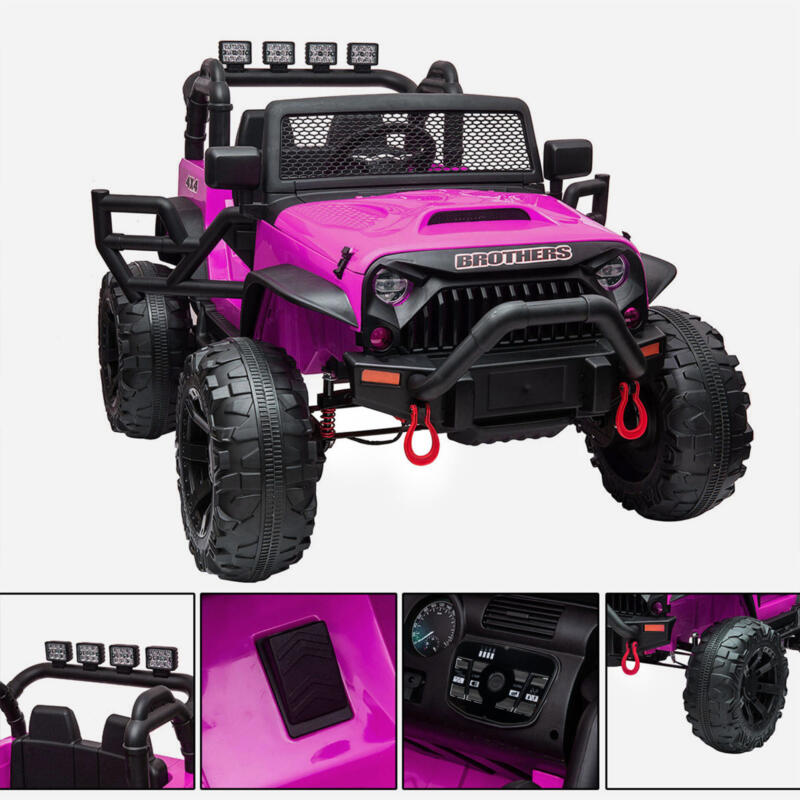 Tobbi 12V Ride On Jeep Wrangler for Kids Remote Control Power Wheel Rose Red TH17T0494 zt 4