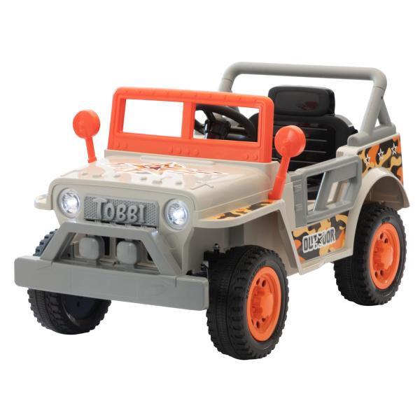 Tobbi Original 12V Toy Electric Car Battery Powered Kids Ride On Truck, for 3-6 Years, White and Orange, Wolf-Northern Rocky Mountain Wolf TH17T0980 7 Trucks & Jeeps