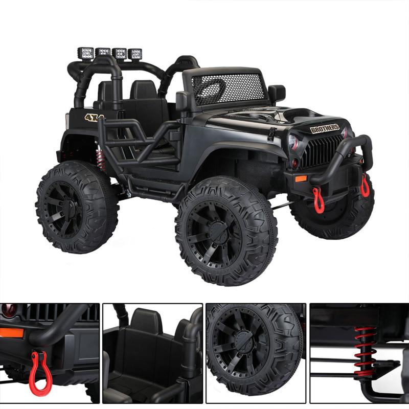 TOBBI 12V Electric Kids Ride On Truck Toys with Remote Control for Boys Girls in Black TH17U0495 zt 1